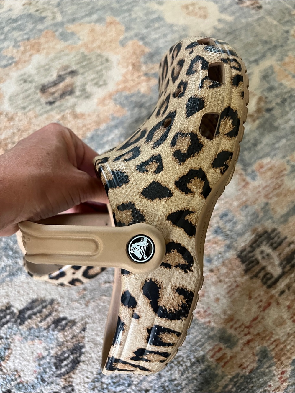 CROCS womens Leopard Print Clogs - Beige and Black - Picture 4 of 6